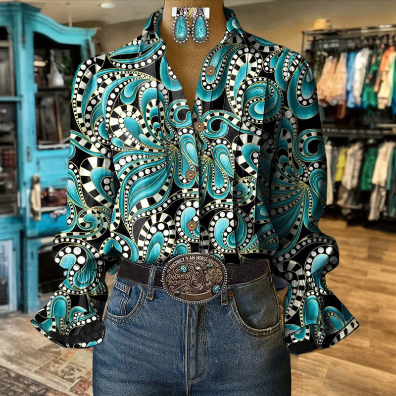 Anne | Vintage Abstract Print Blouse