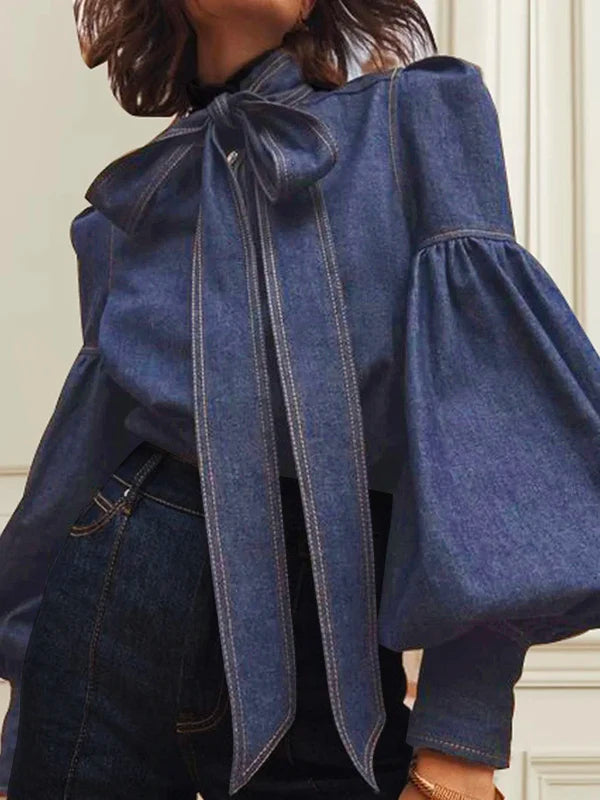 Christy | Puff Denim Blouse