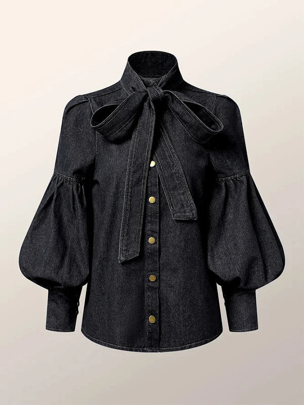 Christy | Puff Denim Blouse